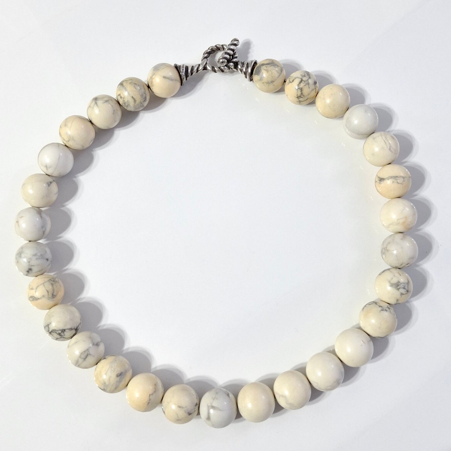 Vintage Tiffany & Co Howlite Necklace with Sterling Silver Toggle Clasp