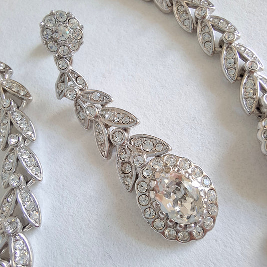 Vintage Attwood & Sawyer Clear Crystal Necklace Bracelet and Earrings Set