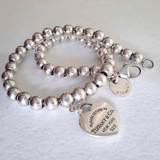 Tiffany Blue Return to Tiffany Heart Tag Bead Bracelet in Sterling Silver