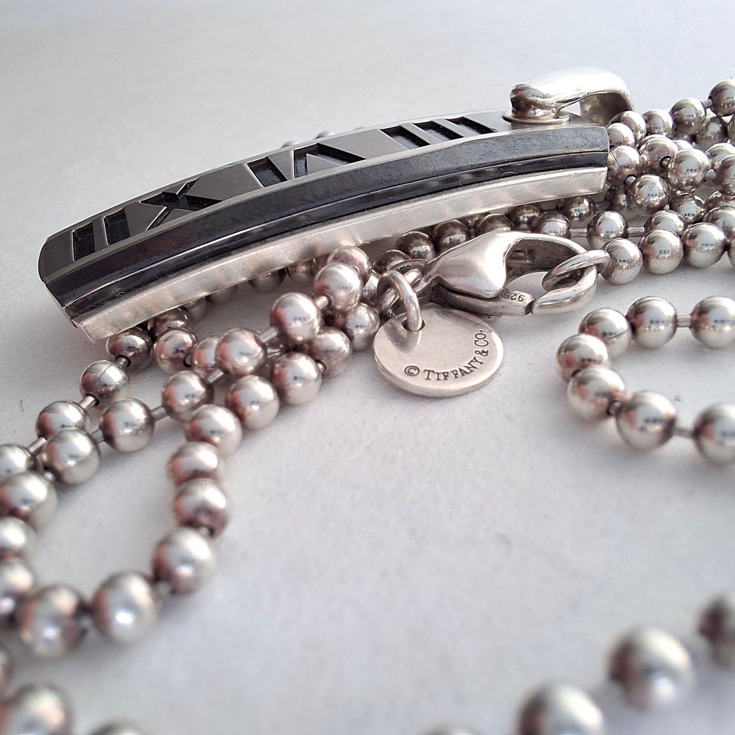 Tiffany & Co Atlas Pendant Necklace in Hallmarked Sterling Silver and Titanium