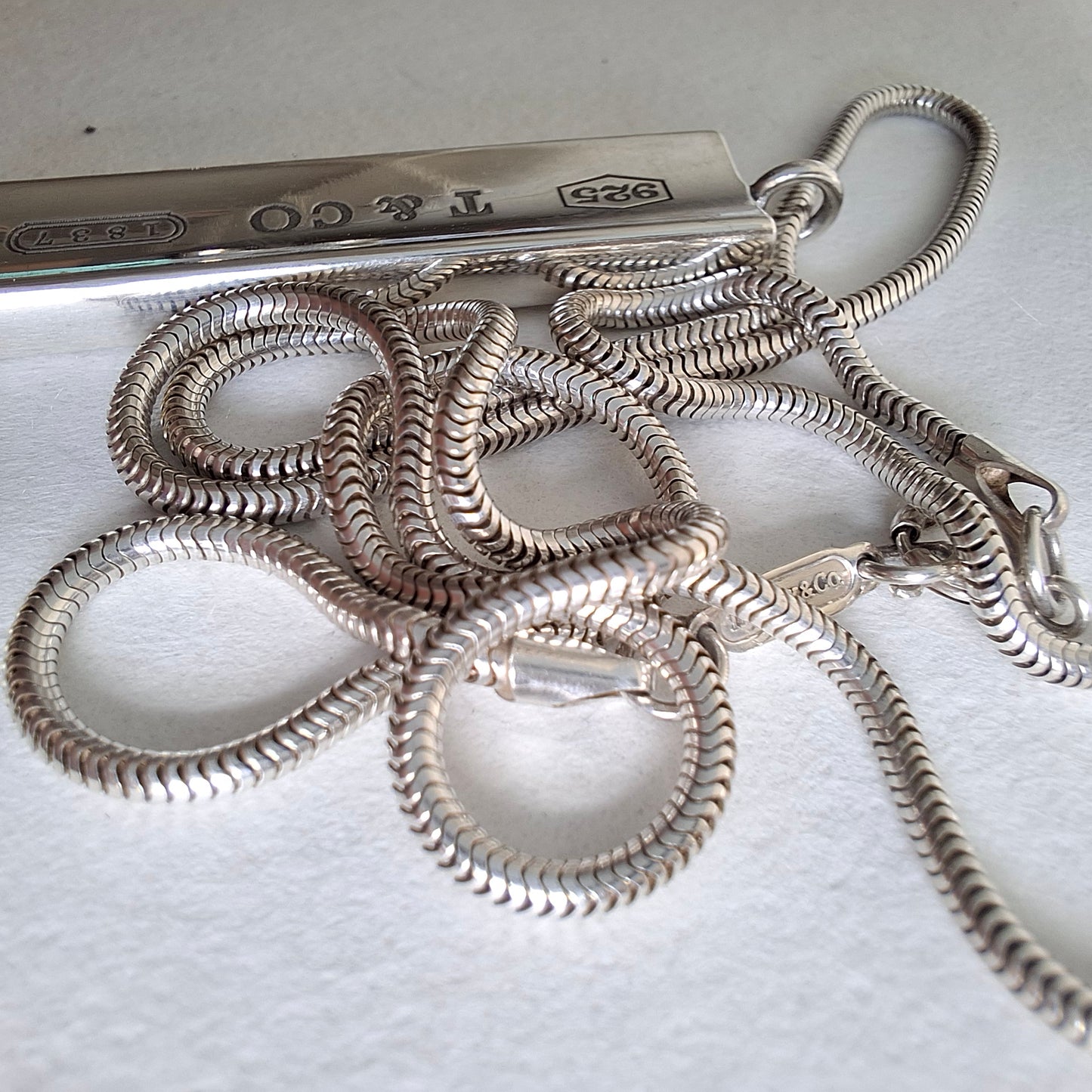 Vintage Tiffany & Co 1837 Snake Link Necklace in Hallmarked Sterling Silver