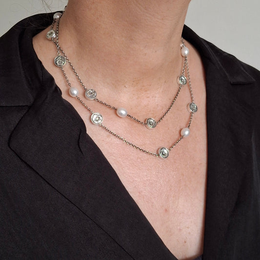 Tiffany & Co Pearl and Silver Necklace in Hallmarked Sterling Silver