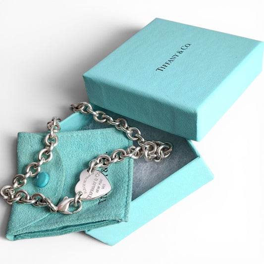 Return to Tiffany & Co Heart Tag Charm Necklace in Hallmarked Sterling Silver