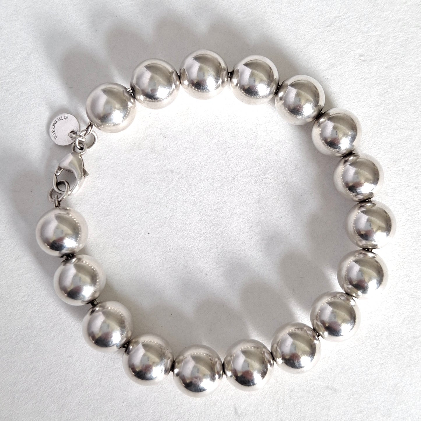 Vintage Tiffany & Co 10mm HardWear Ball Bracelet in Sterling Silver with Pouch