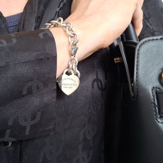 Tiffany & Co Charm Bracelet with Return to Tiffany Heart Tag in Hallmarked Sterling Silver