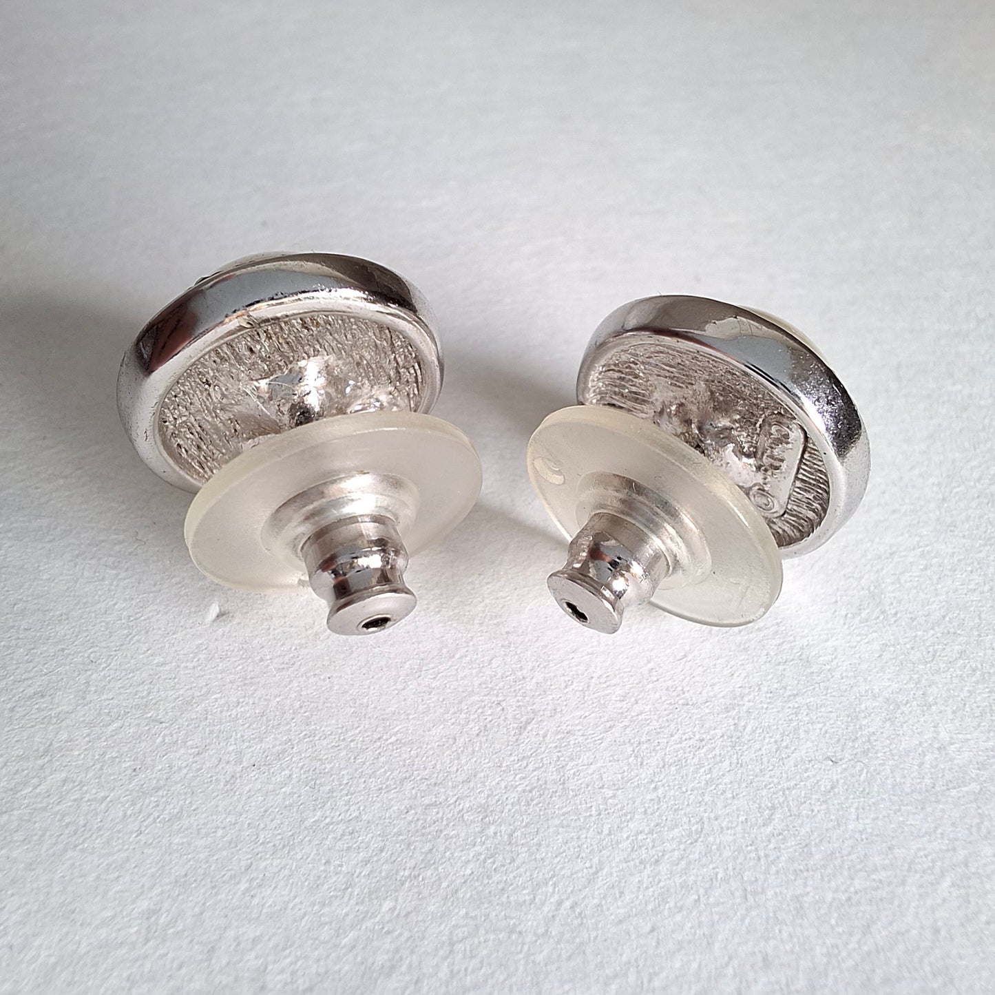 Vintage Christian Dior Silver Pearl & Crystal Earrings