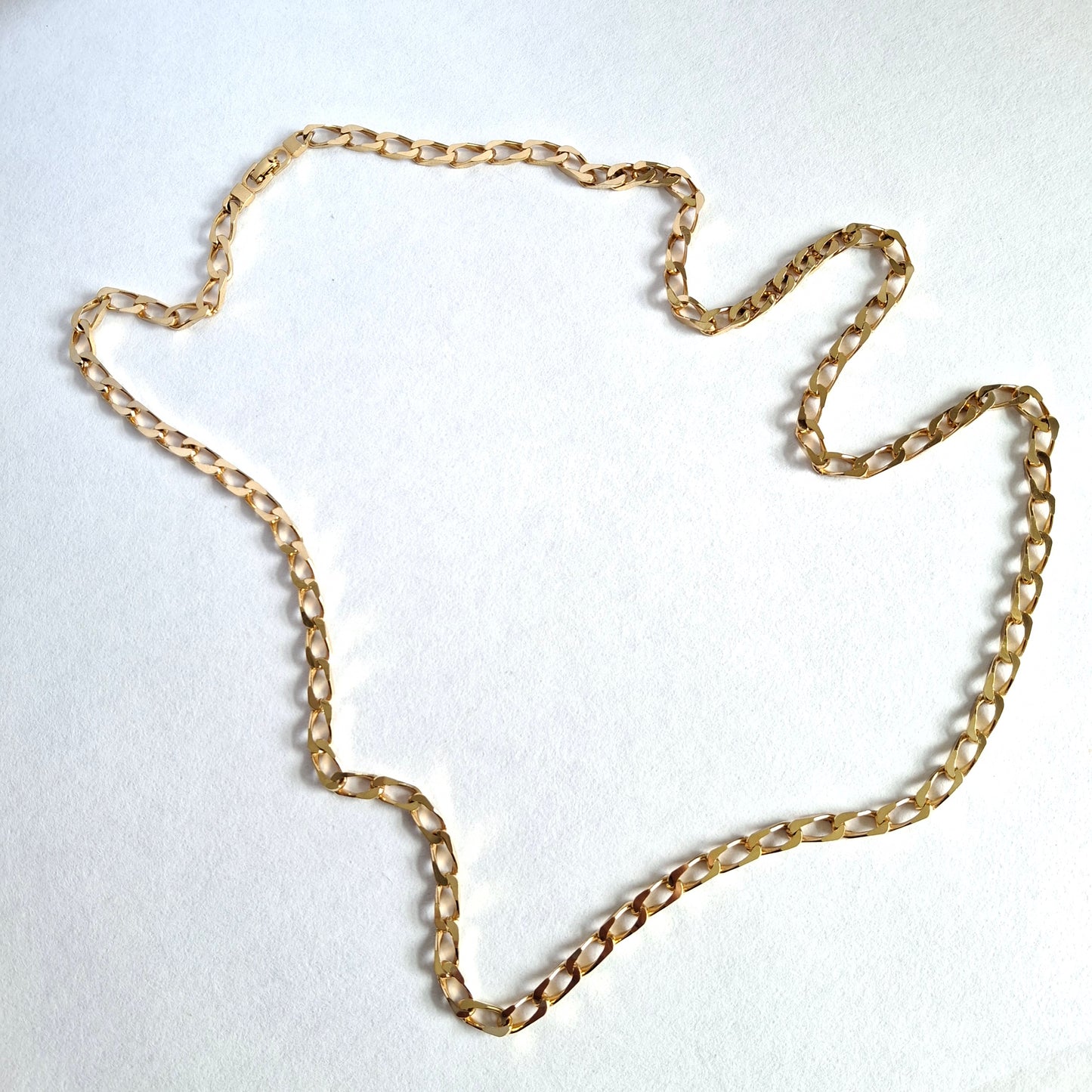 Vintage Christian Dior Plain Long Gold Plated Curb Link Necklace