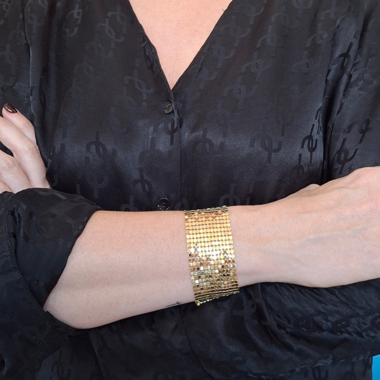 Vintage Givenchy Gold Plated Mesh Bracelet