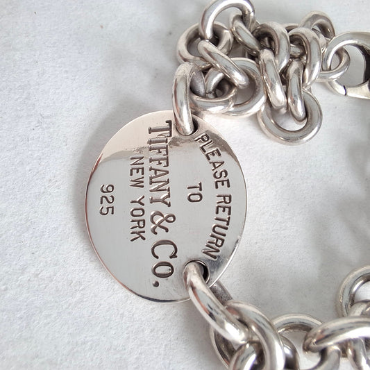 Return to Tiffany & Co New York Oval Tag Bracelet in 925 Sterling Silver