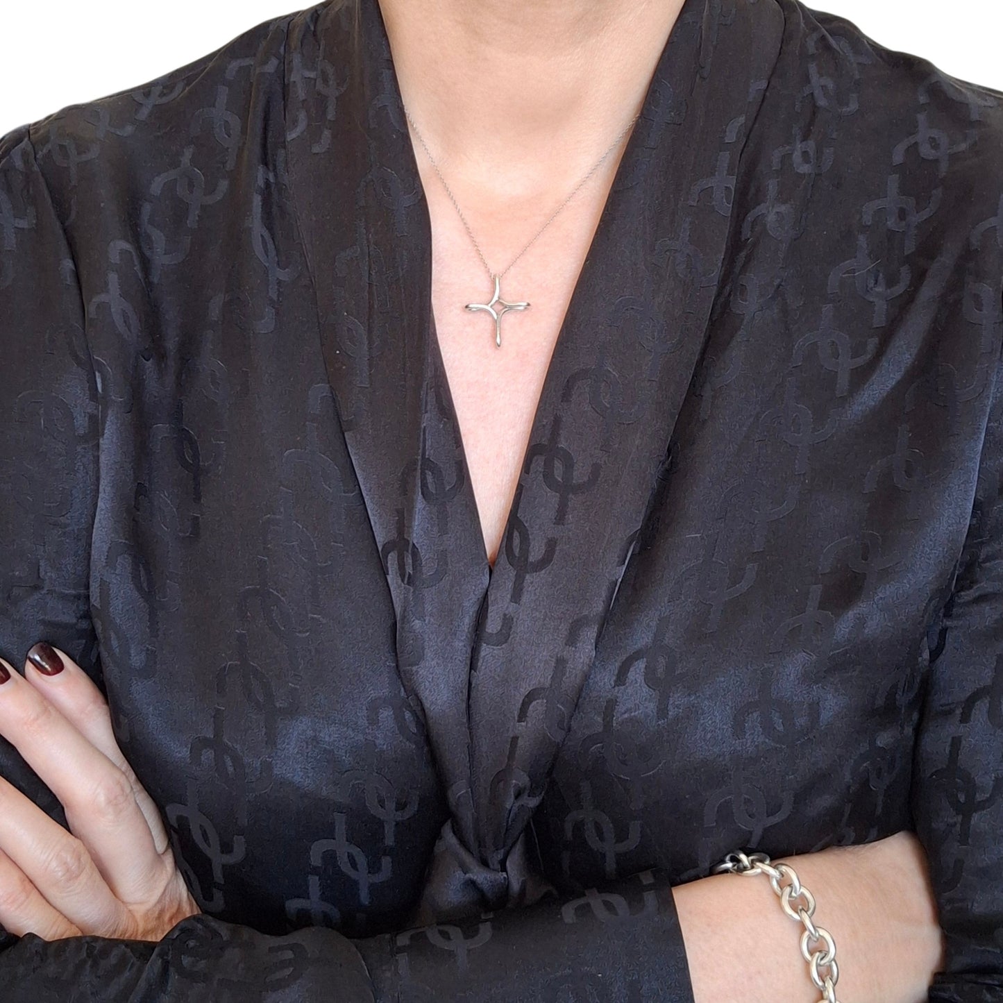 Tiffany & Co Elsa Peretti Design Infinity Kreuz-Anhänger Halskette aus Sterlingsilber