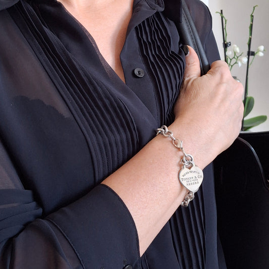 Vintage Return to Tiffany & Co Herzanhänger-Armband aus punziertem Sterlingsilber