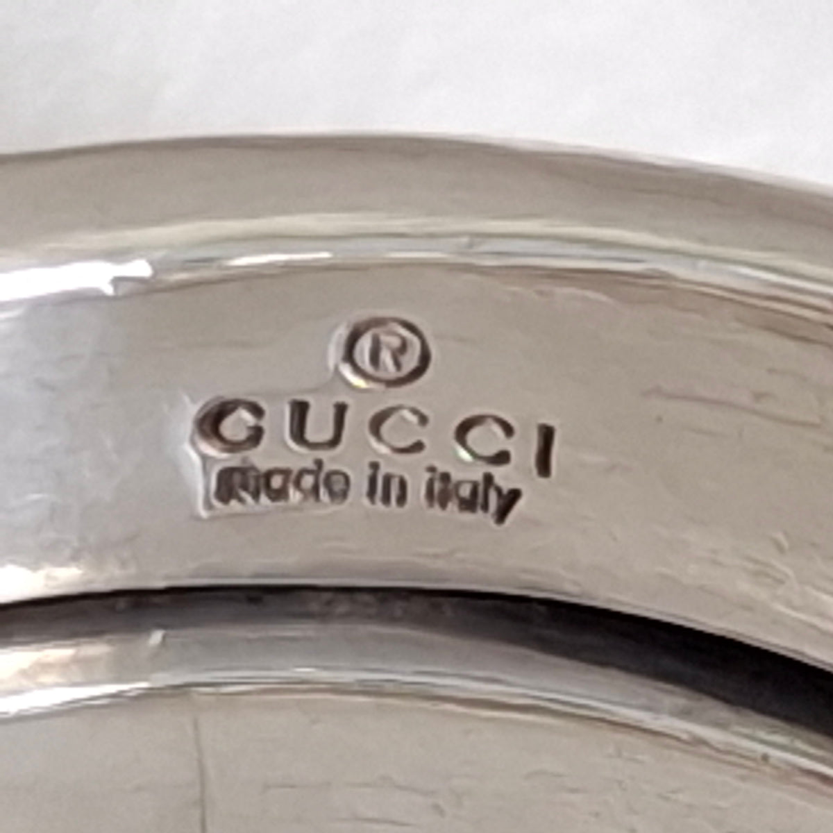 Vintage Gucci Markenzeichen Logo Spiralring aus punziertem Sterlingsilber UK Größe J US Größe 5
