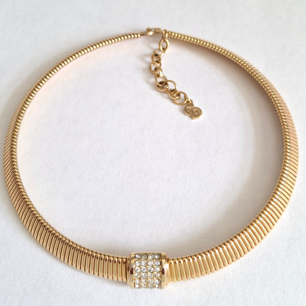 Vintage Christian Dior Gold Plated Omega Link Necklace