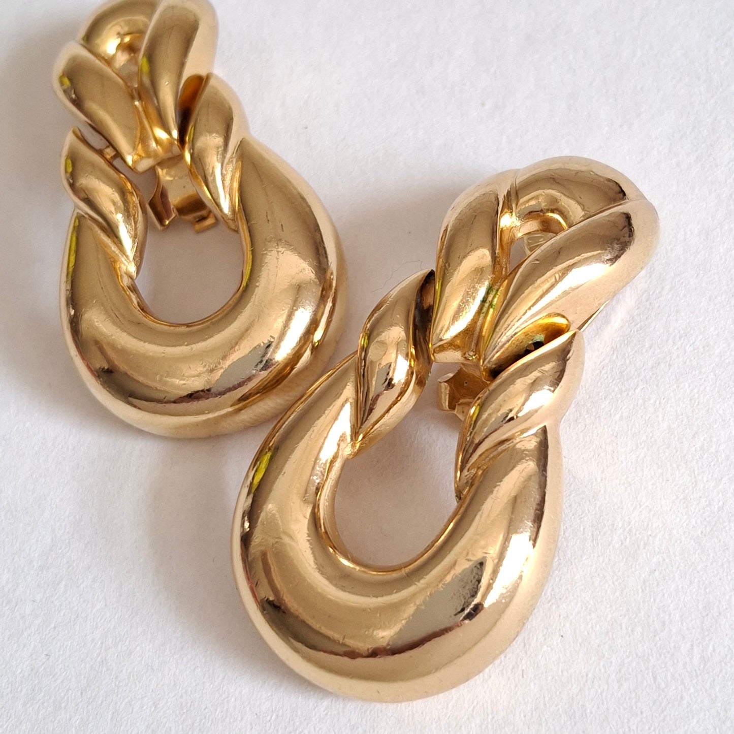 Large Vintage Gold Plated Clip-on Earrings by Christian Dior