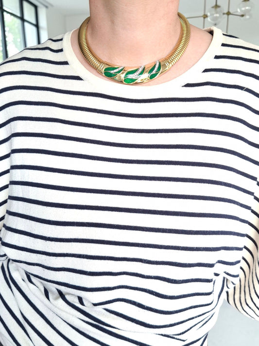 Vintage Christian Dior Muguet Gold Plated Omega Link Necklace