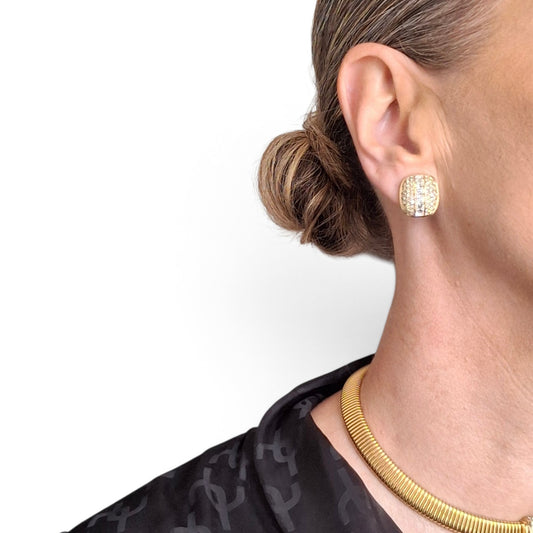 Vintage Crystal Embellished Clip-on Earrings by Christian Dior
