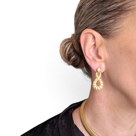 Vintage Christian Dior Figure Eight Drop Earrings for Pierced Ears