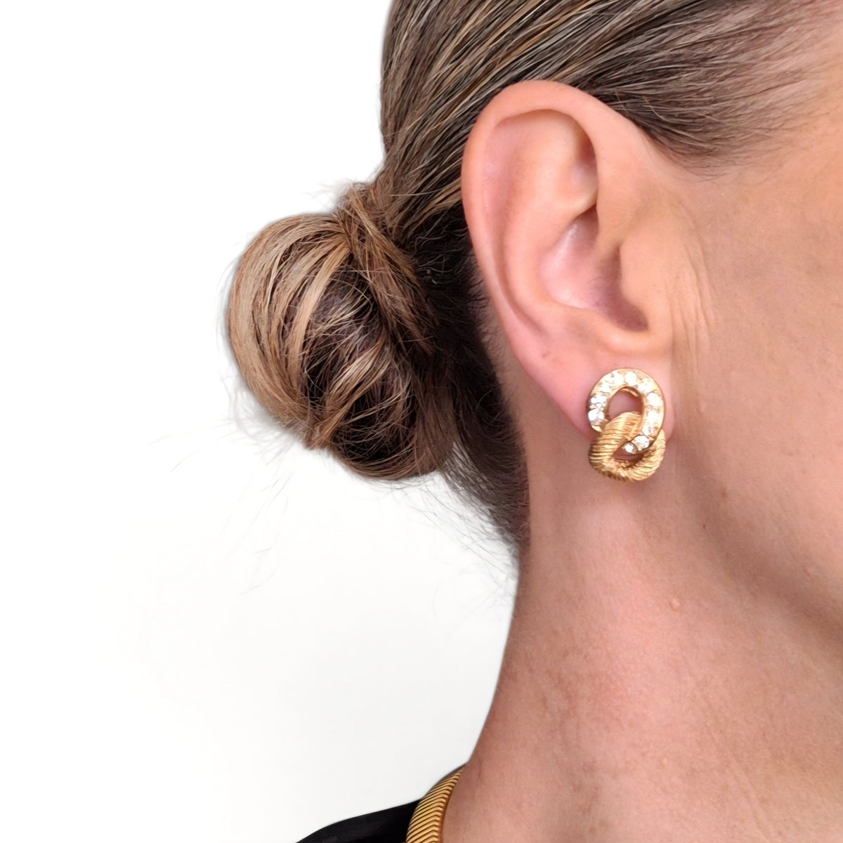 Vintage Christian Dior Figure Eight Gold Plated Earrings for Pierced Ears