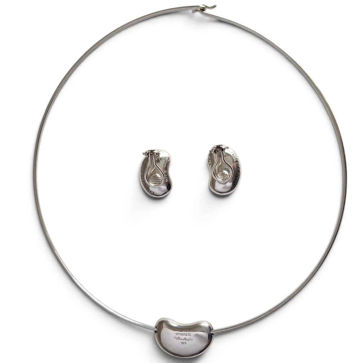 Tiffany & Co Elsa Peretti Design Bean Necklace and Earrings Set in Sterling Silver