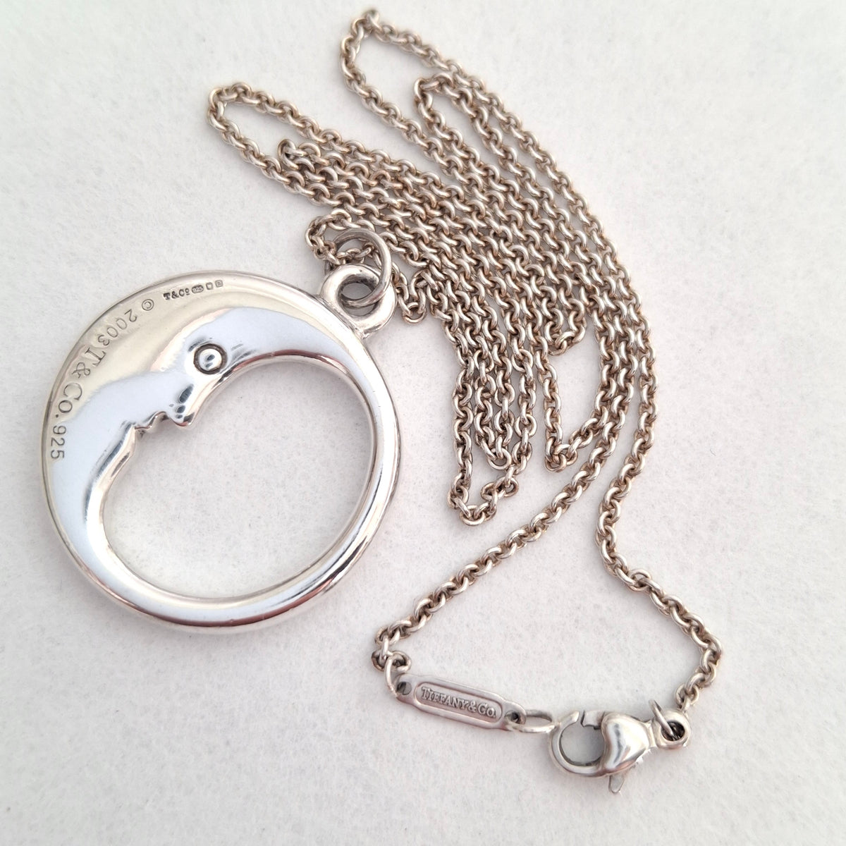 Tiffany & Co Man in the Moon Pendant Necklace in Hallmarked Sterling Silver
