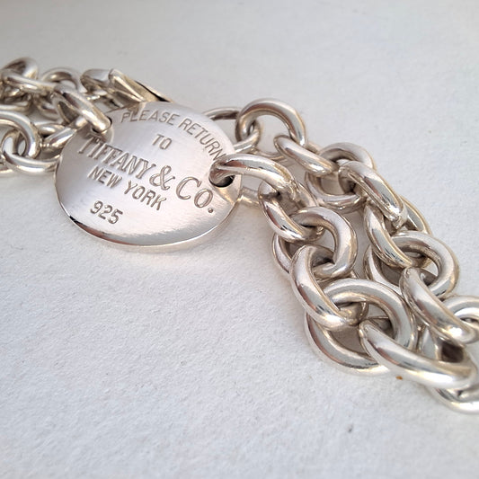 Vintage Return to Tiffany & Co New York Oval Tag Bracelet in Sterling Silver