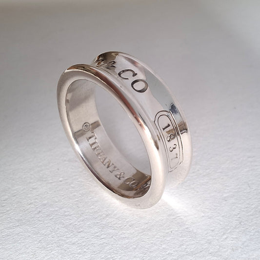 Tiffany & Co 1837 Medium Band Ring in Hallmarked Silver size P 1/2 - US 8.25
