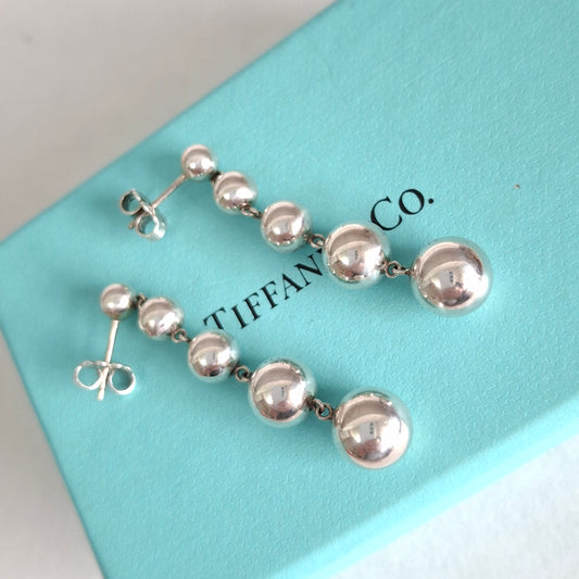 Tiffany & Co Hardwear Graduated Five Ball Earrings in Sterling Silver with Box