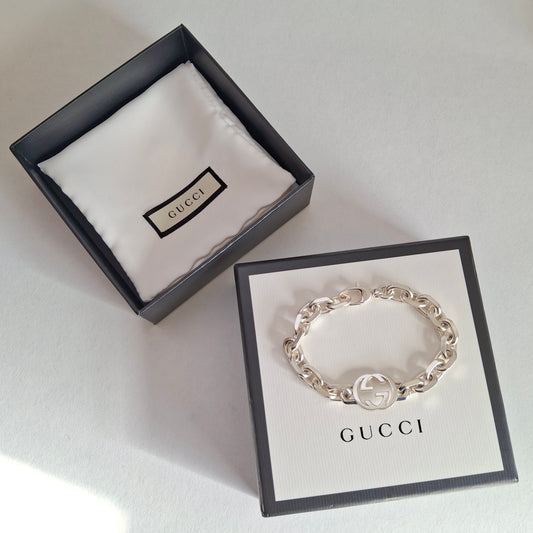 Gucci GG Logo Bracelet in Solid Sterling Silver