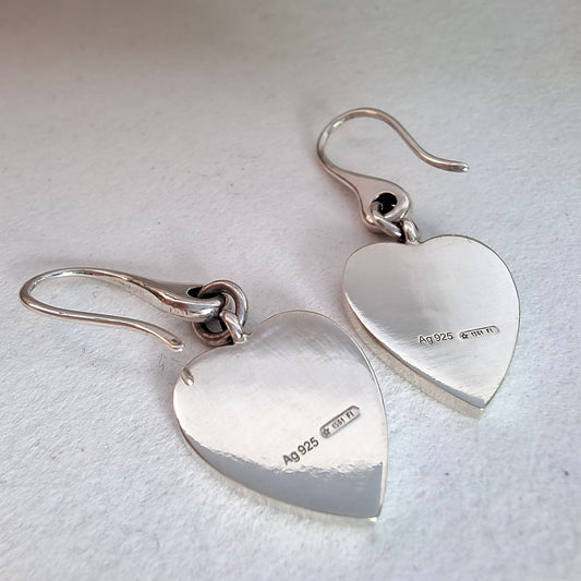 Gucci Logo Trademark Dangle Drop Heart Earrings in Sterling Silver