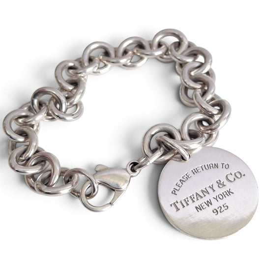 Vintage Return to Tiffany & Co Round Coin Charm Bracelet in 925 Sterling Silver