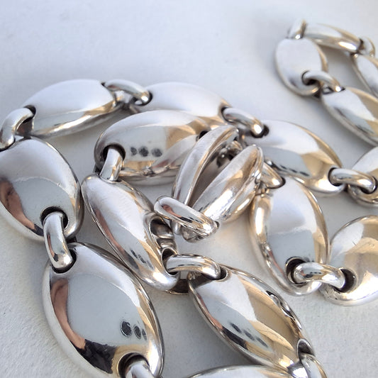 Vintage Tiffany & Co Italy Pebble Link Necklace in Sterling Silver