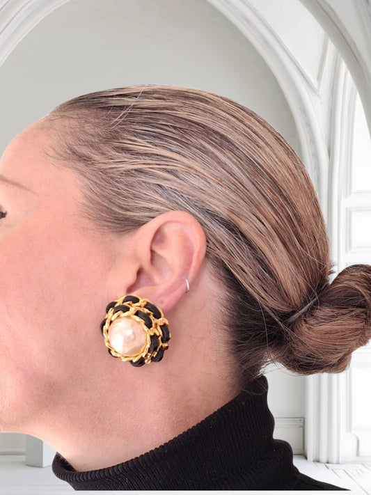 Classic Vintage Chanel Baroque Pearl Earrings