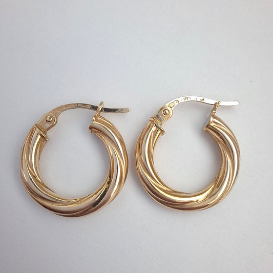 Vintage Italian Unoaerre 9ct Gold Hoop Earrings