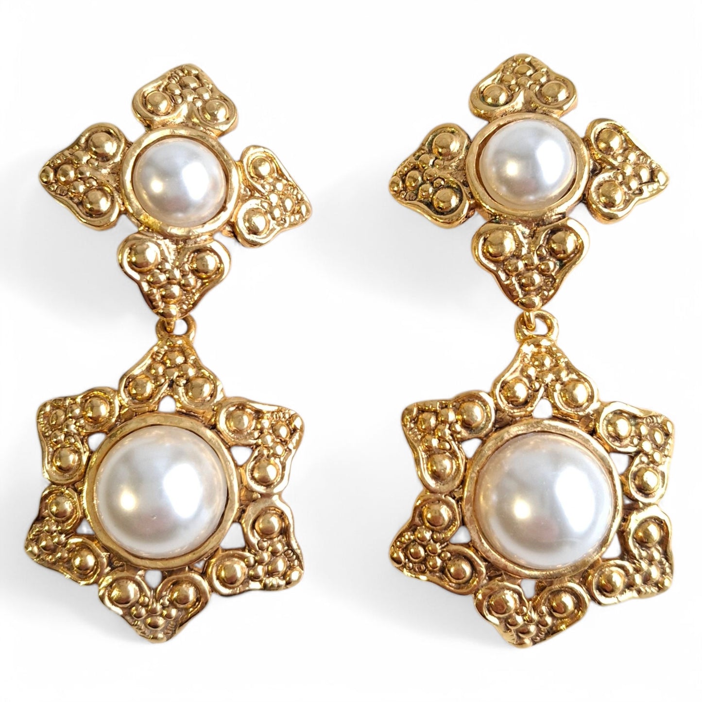 Vintage Chanel Gold Plated Pearl Earrings