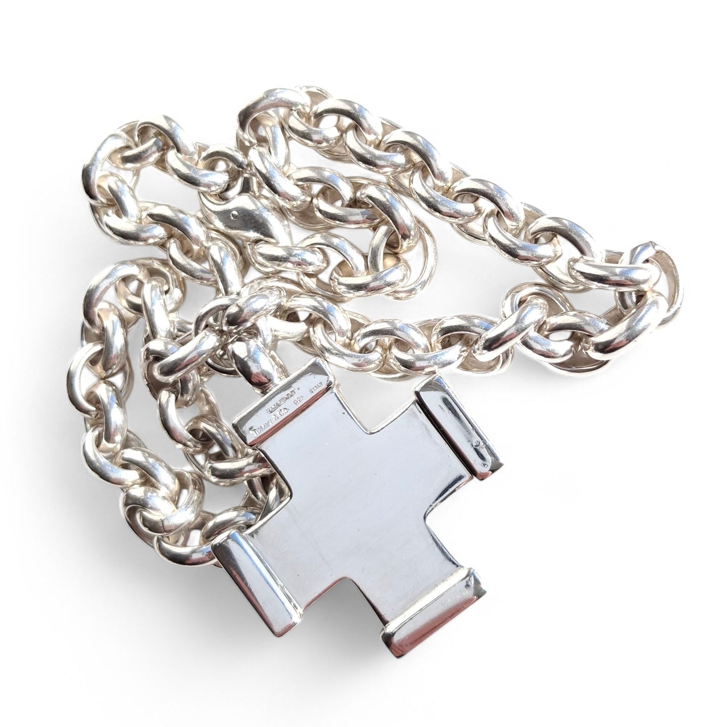 Preloved Vintage Tiffany & Co Sterling Silver Italian Cross Pendant Necklace