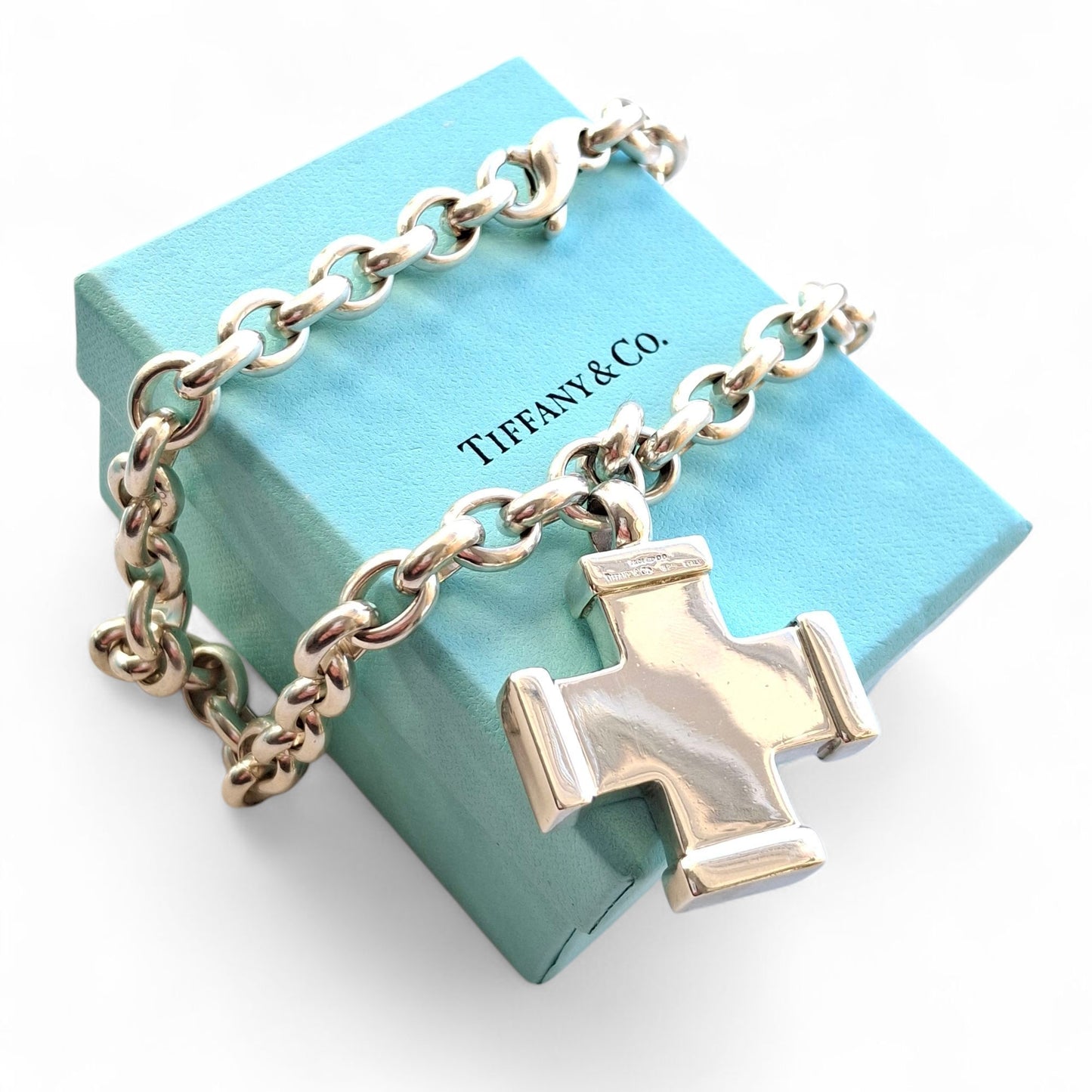 Preloved Vintage Tiffany & Co Sterling Silver Italian Cross Pendant Necklace