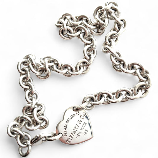 Preloved Vintage Please Return to Tiffany & Co Silver Heart Tag Necklace