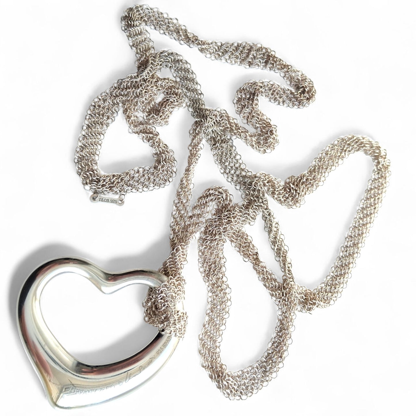 Preloved Vintage Tiffany & Co Elsa Peretti Open Heart Mesh Pendant Necklace