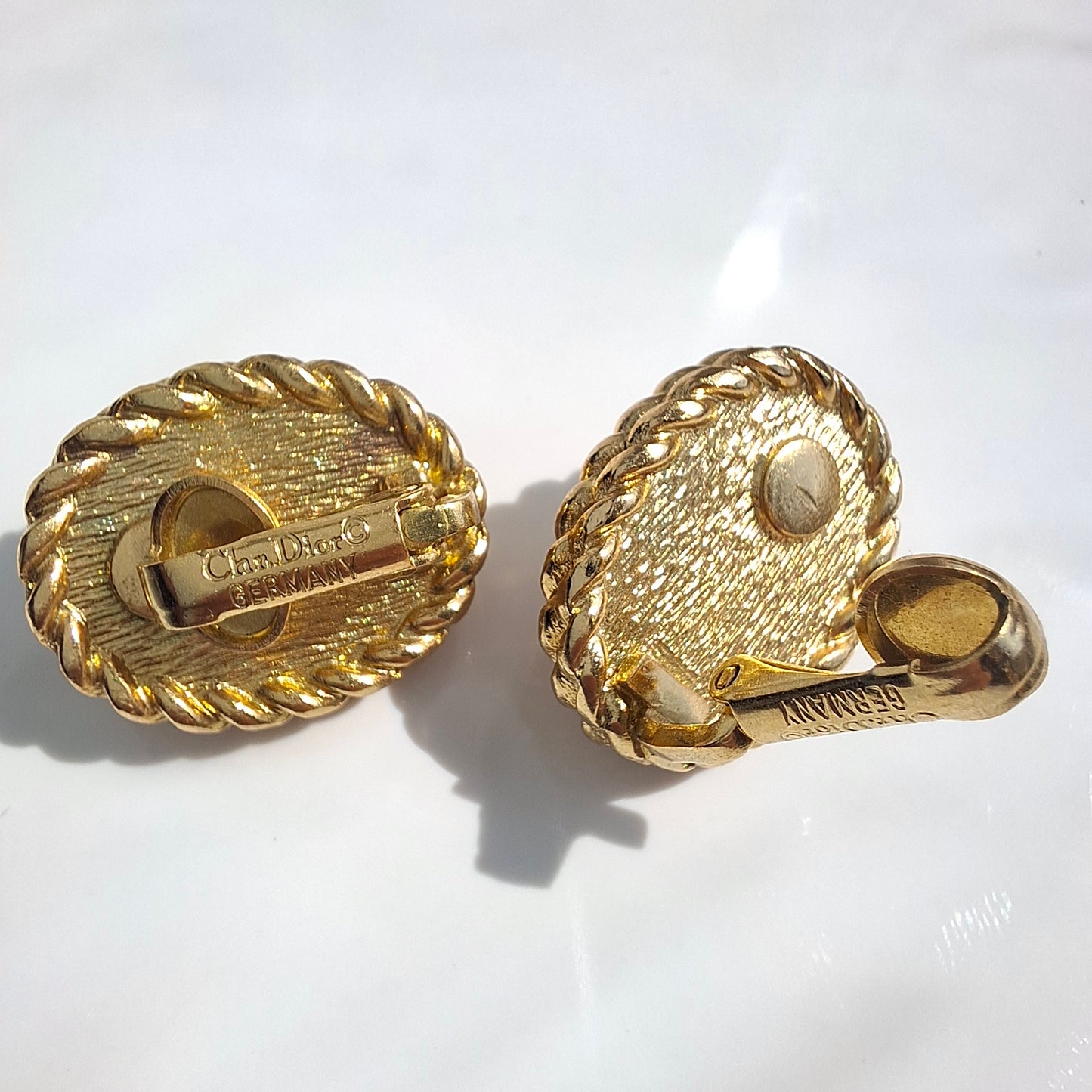 Vintage Christian Dior Gold Tone Faux Mabe Pearl Clip-on Earrings