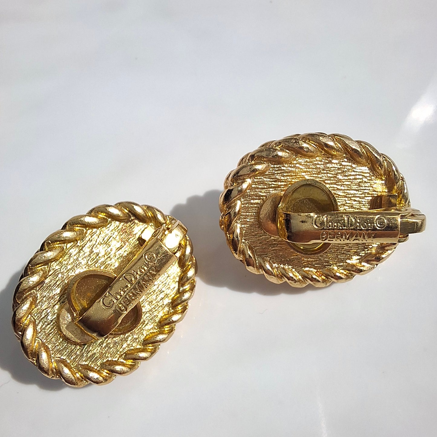 Vintage Christian Dior Gold Tone Faux Mabe Pearl Clip-on Earrings