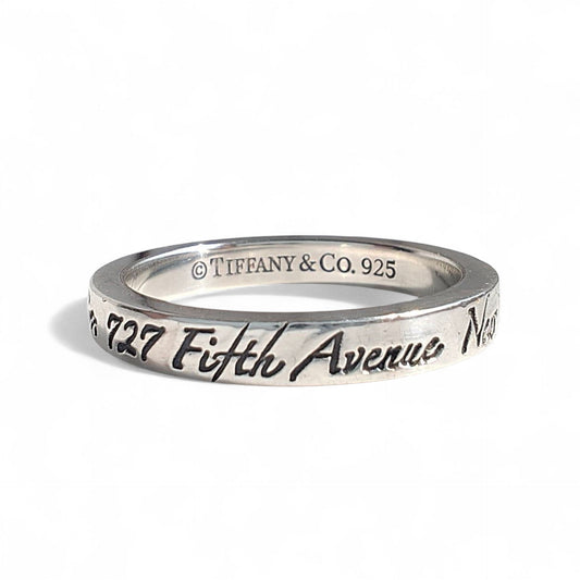 Preloved Vintage Tiffany & Co 5th Avenue New York Silver Script Band Ring