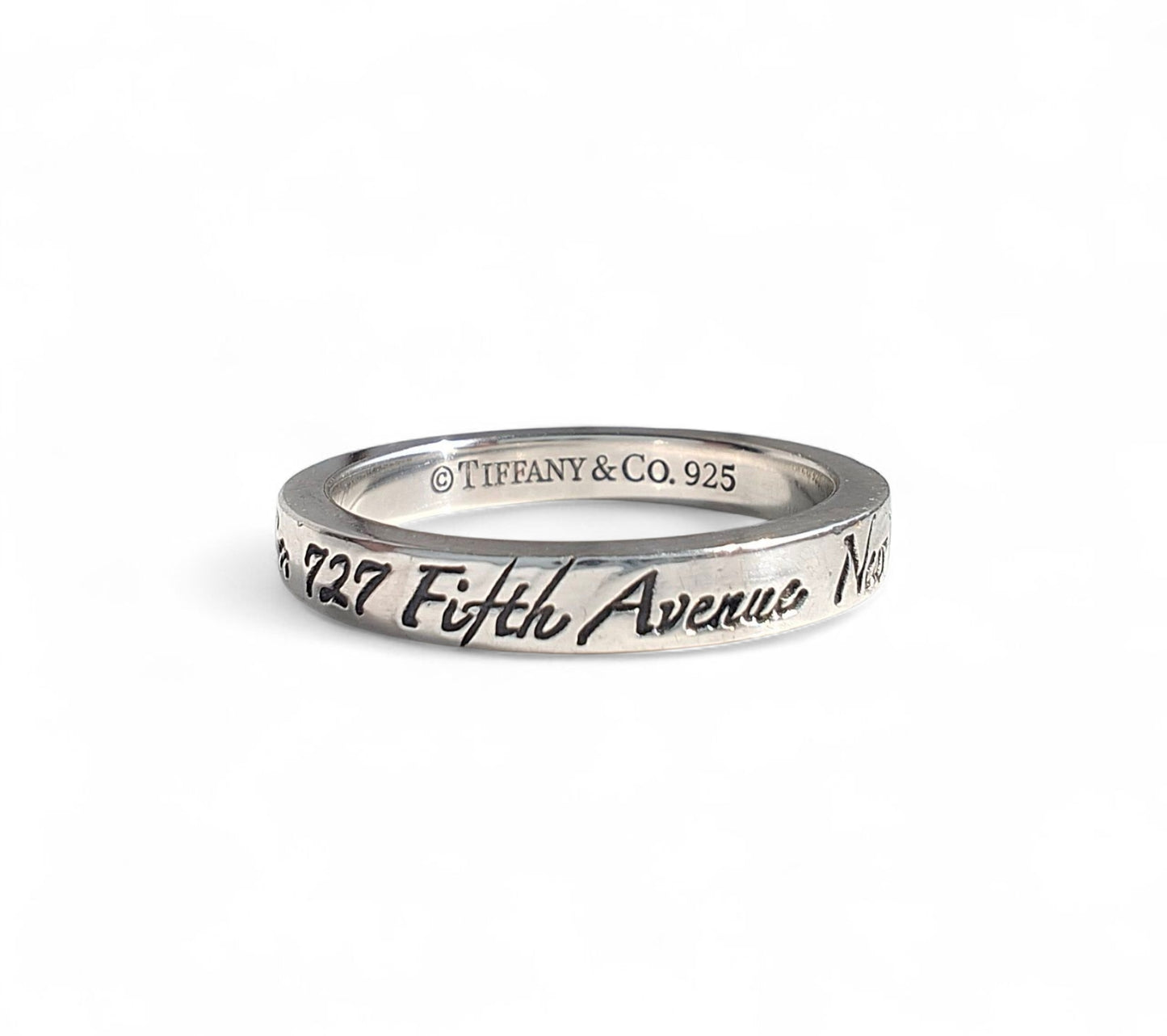 Preloved Vintage Tiffany & Co 5th Avenue New York Silver Script Band Ring
