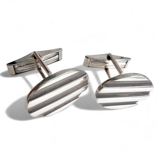 Preloved Vintage Tiffany & Co Oval Stripe 925 Sterling Silver Cufflinks