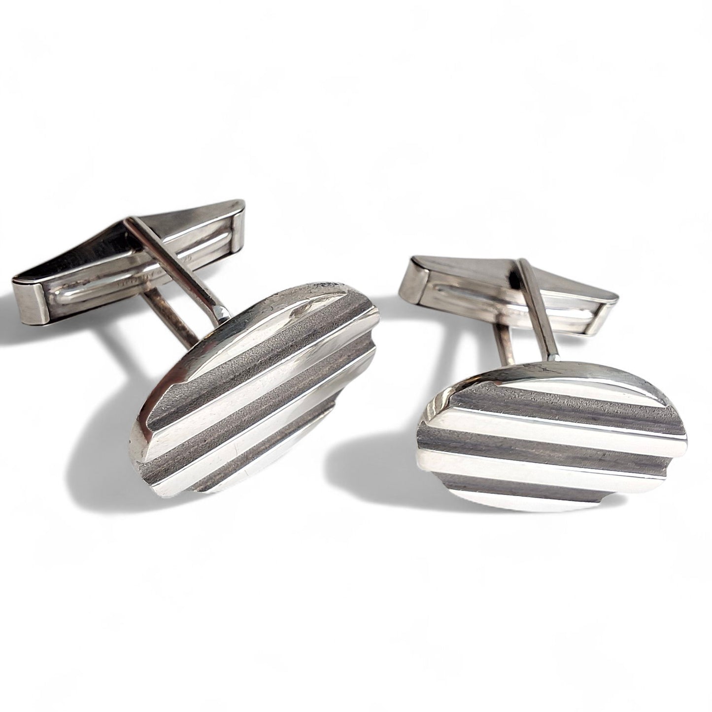 Preloved Vintage Tiffany & Co Oval Stripe 925 Sterling Silver Cufflinks