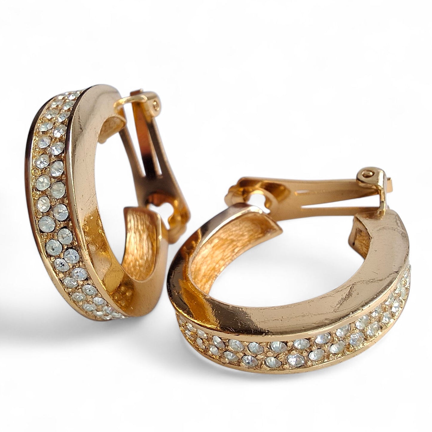 Vintage Christian Dior Diamante Hoop Earrings