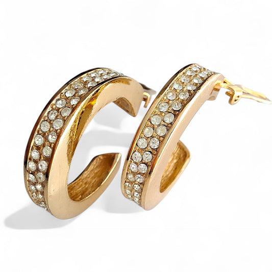 Vintage Christian Dior Diamante Hoop Earrings
