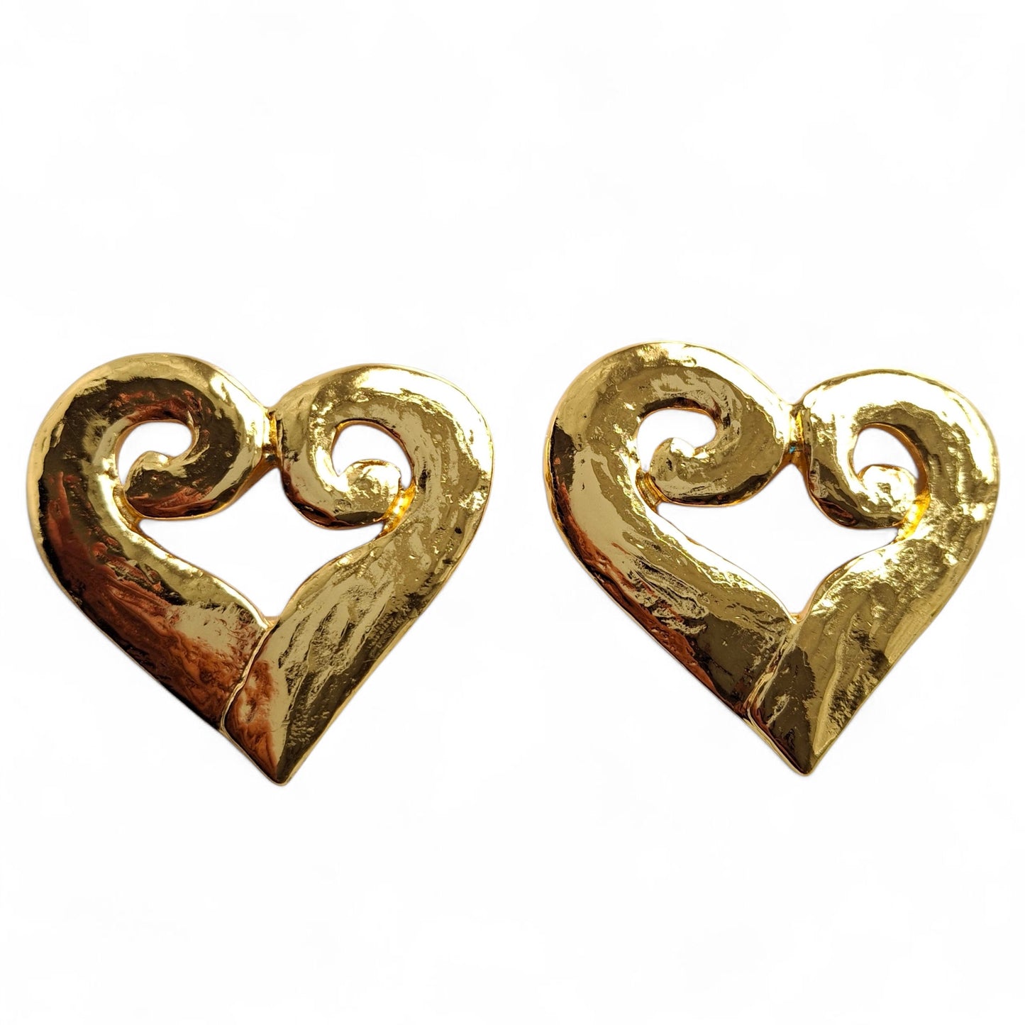 A Pair of Vintage Yves Saint Laurent Gold Plated Heart Earrings