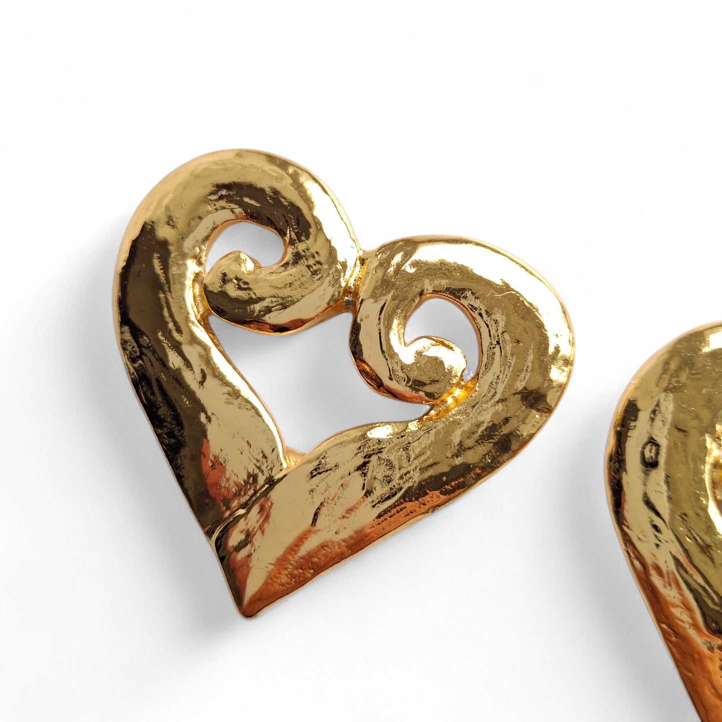 A Pair of Vintage Yves Saint Laurent Gold Plated Heart Earrings