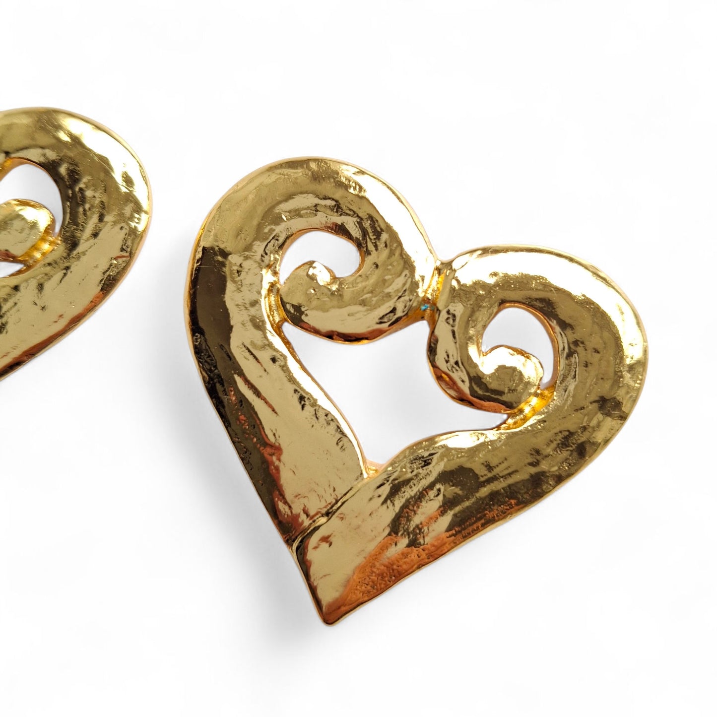 A Pair of Vintage Yves Saint Laurent Gold Plated Heart Earrings