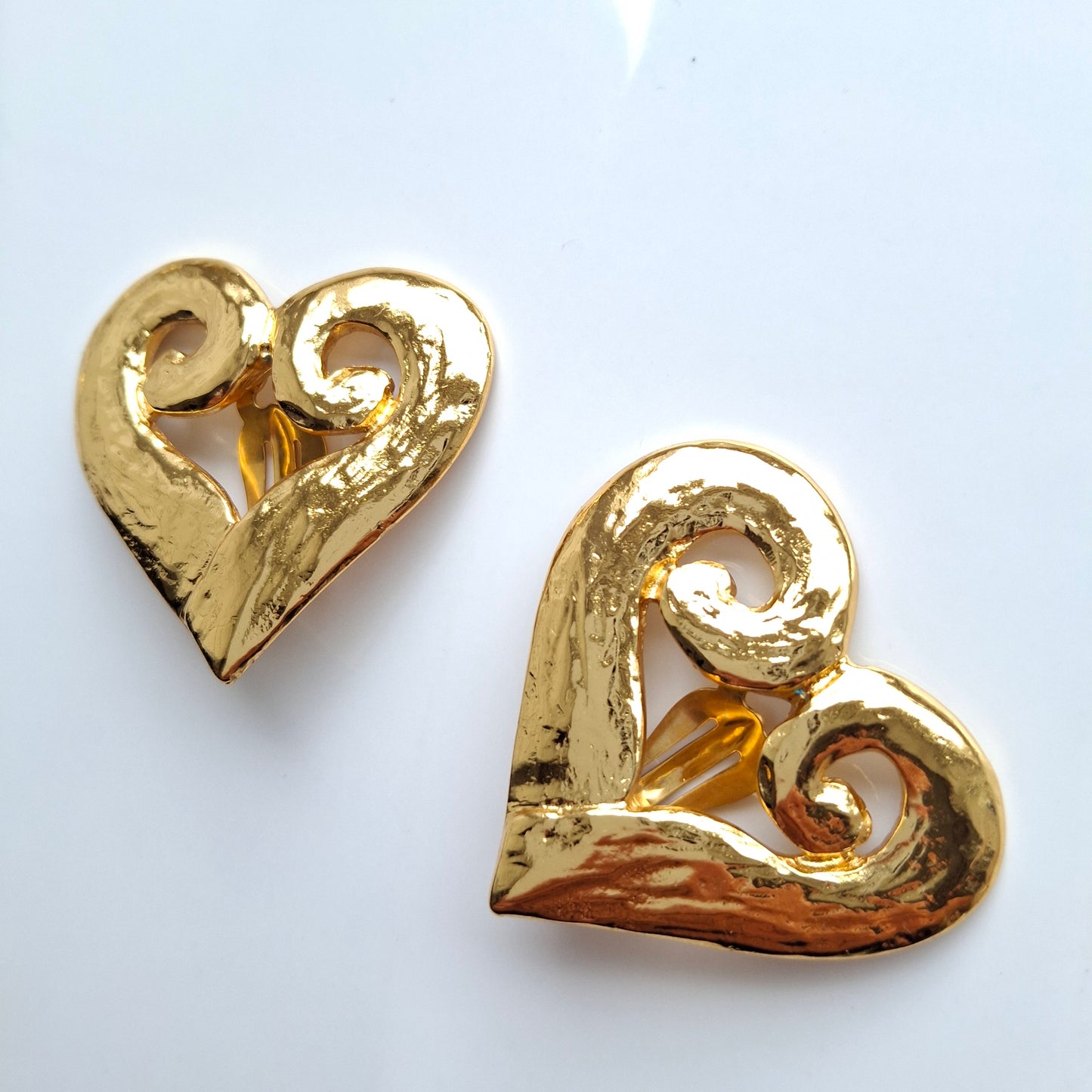A Pair of Vintage Yves Saint Laurent Gold Plated Heart Earrings